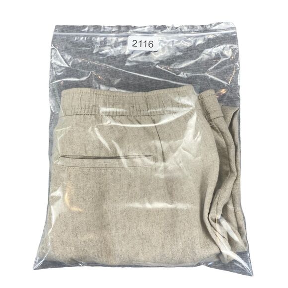 Old Navy Linen Pants Womens XL Beige Casual Flat Front Straight Leg Drawstring - Picture 16 of 16